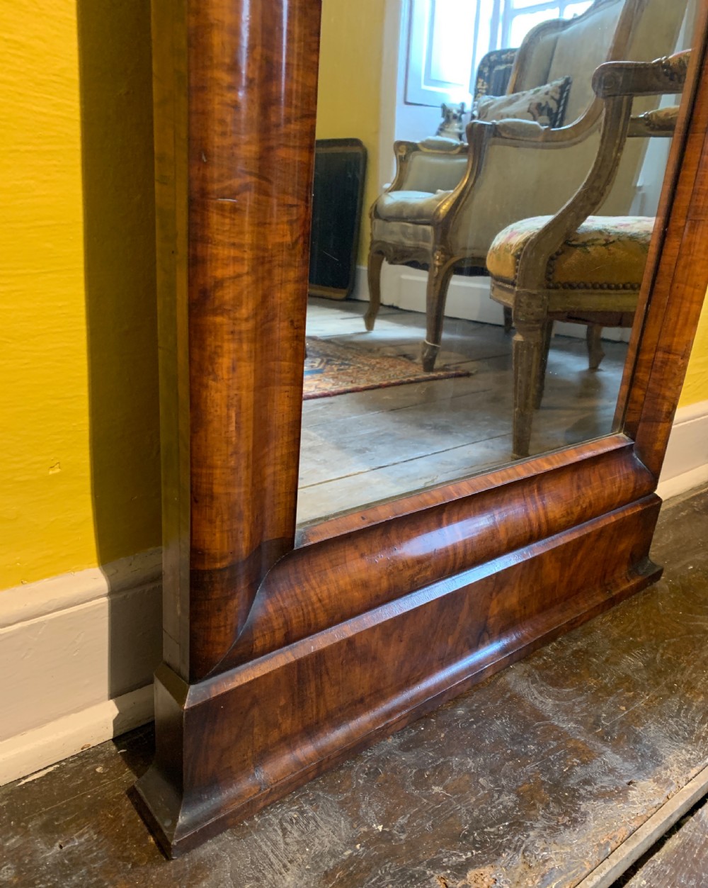 Antique Biedermeier full length mahogany wall mirror View VI