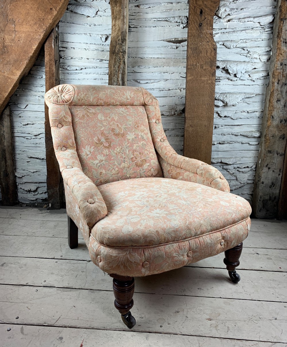 Pretty Antique French Armchair with buttoned borders