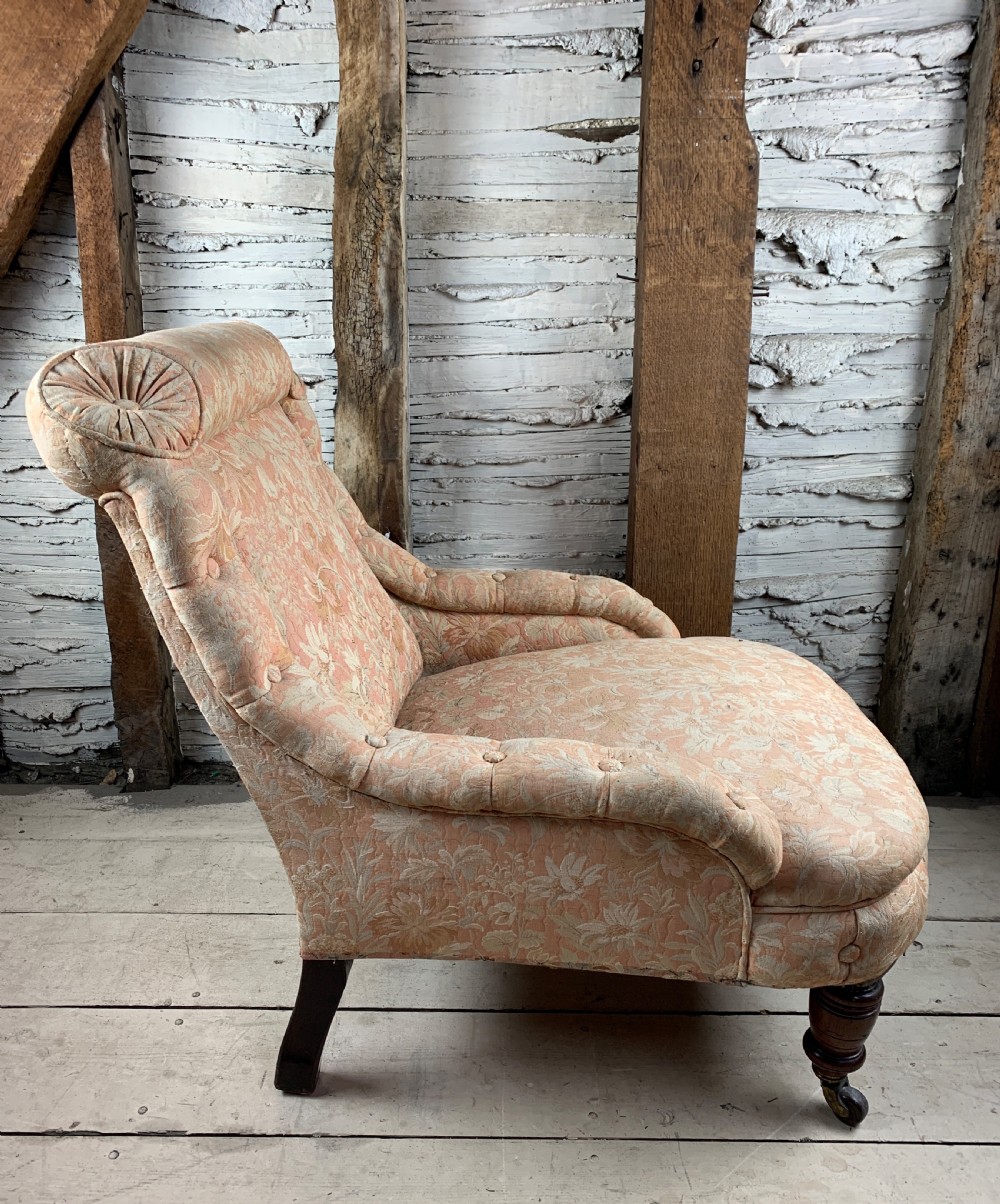 Pretty Antique French Armchair with buttoned borders View VII