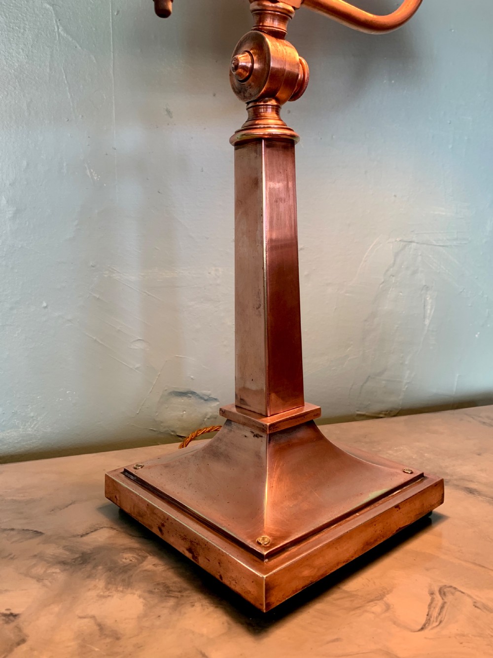Adjustable Bankers Lamp with green enamel shade  View II