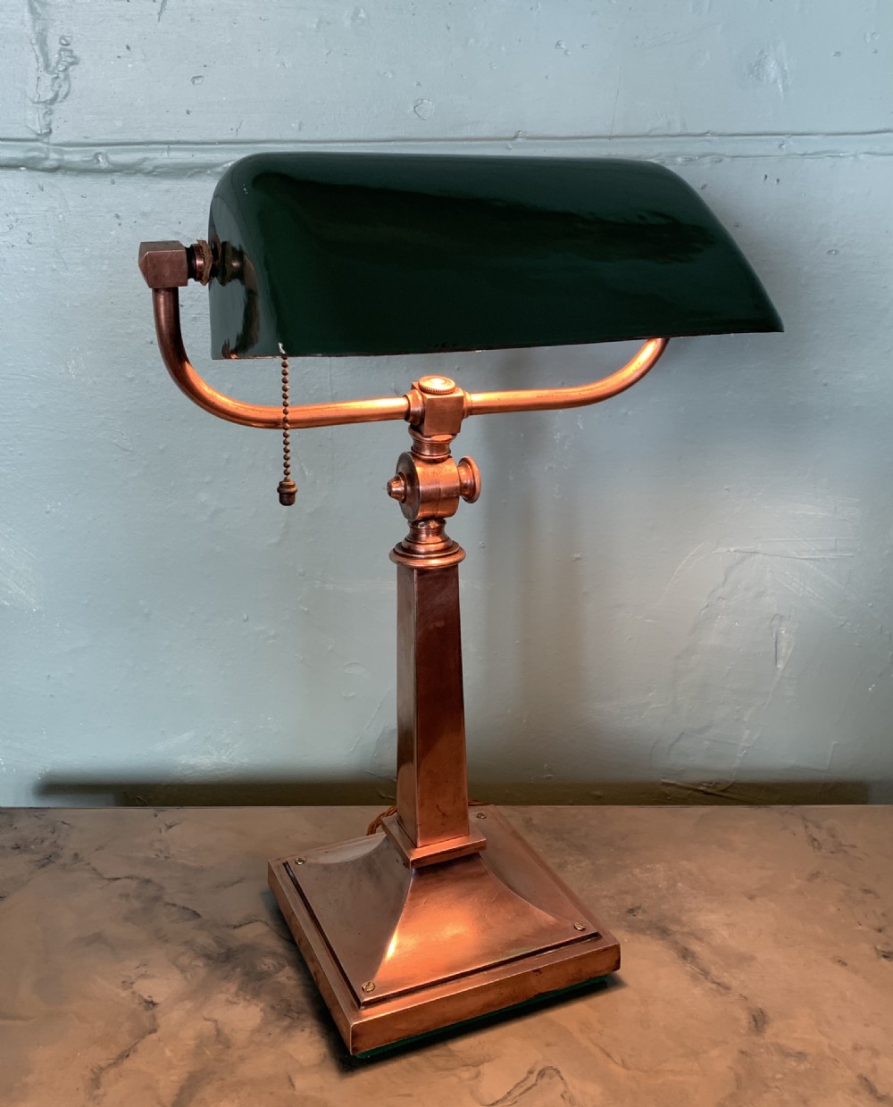 Adjustable Bankers Lamp with green enamel shade  View IV