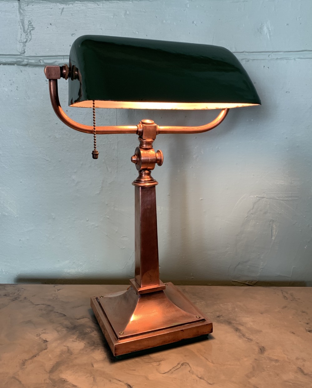 Adjustable Bankers Lamp with green enamel shade  View V