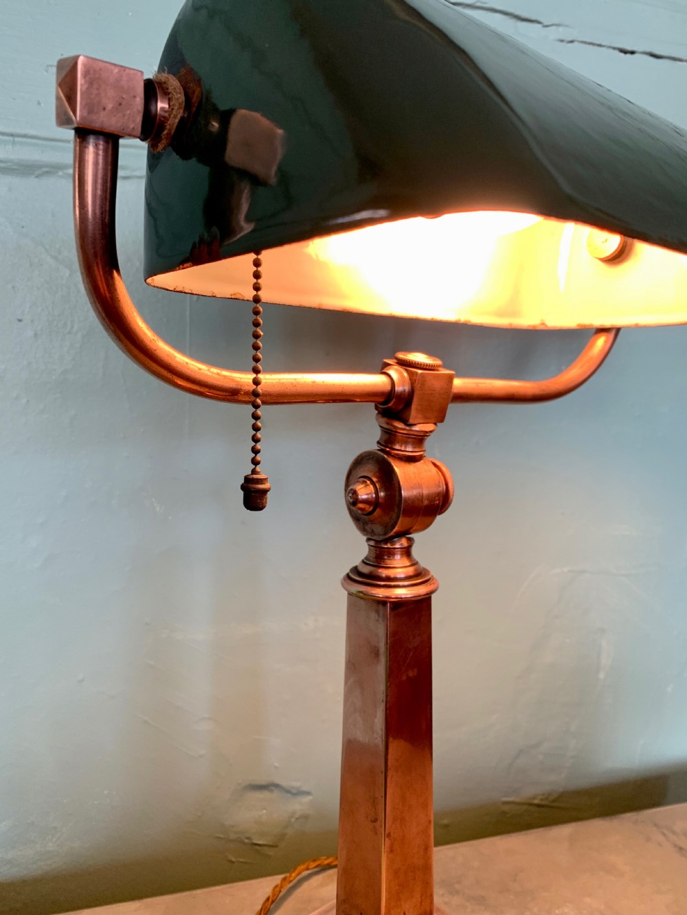 Adjustable Bankers Lamp with green enamel shade  View VI