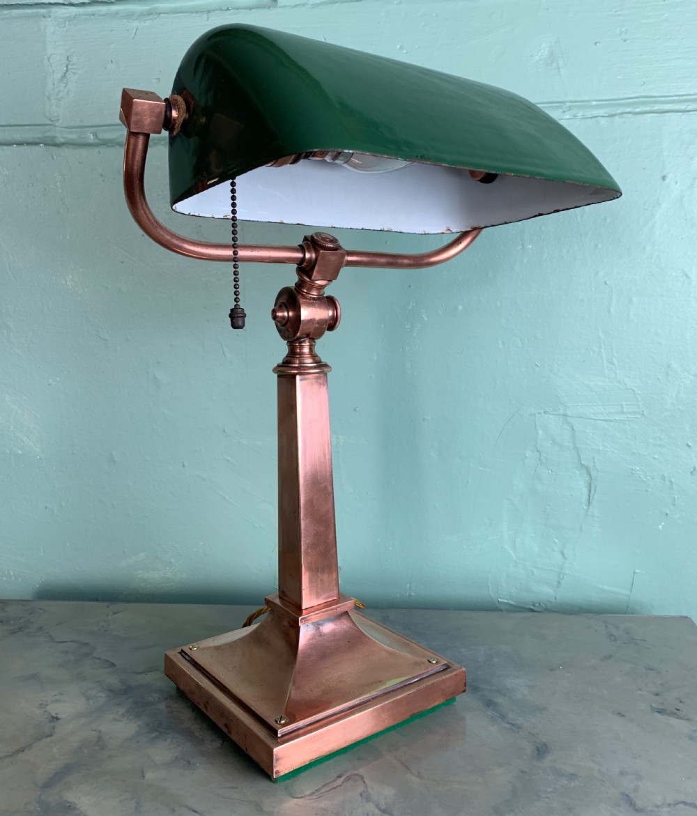 Adjustable Bankers Lamp with green enamel shade  View VIII