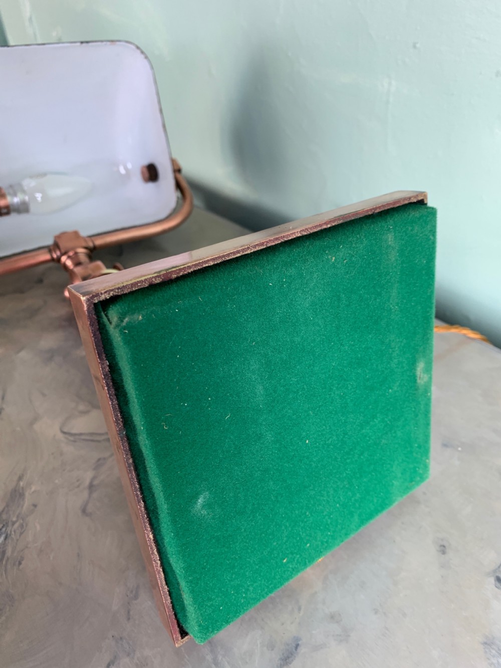 Adjustable Bankers Lamp with green enamel shade  View X