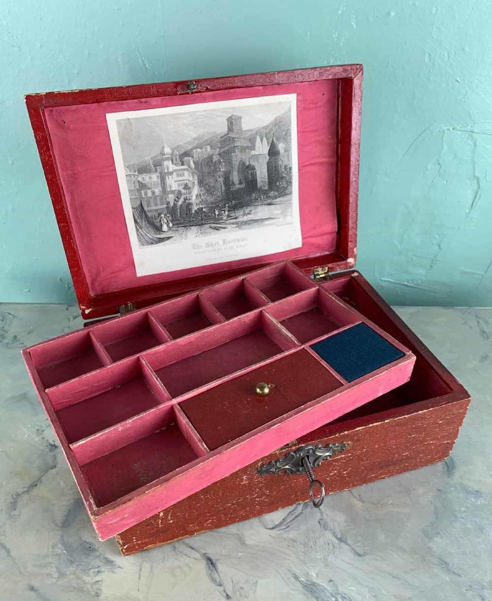 Regency paper covered sewing box