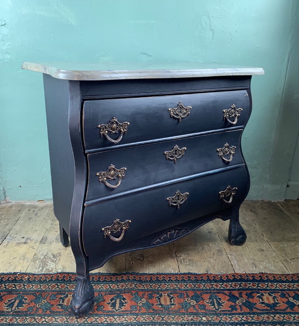 Small painted Dutch style bombe commode with faux marble top View IV