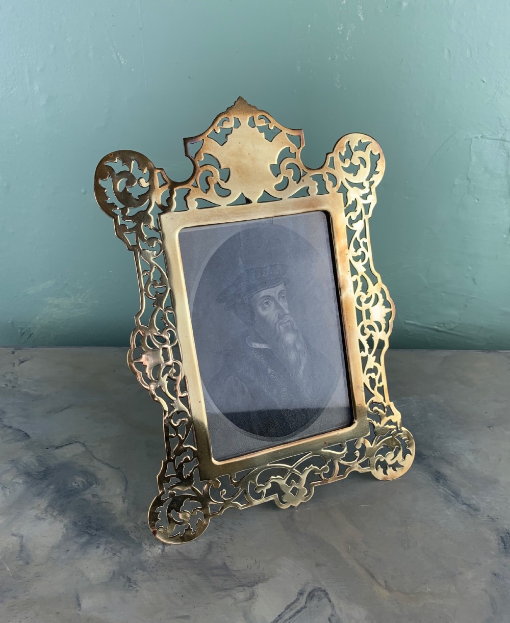 Victorian Pierced Brass Easel Back Photograph Frame