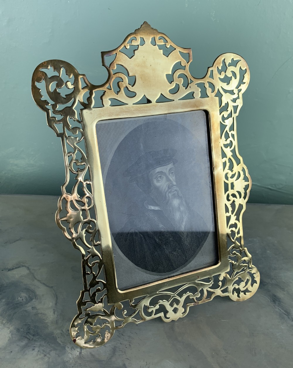 Victorian Pierced Brass Easel Back Photograph Frame View II