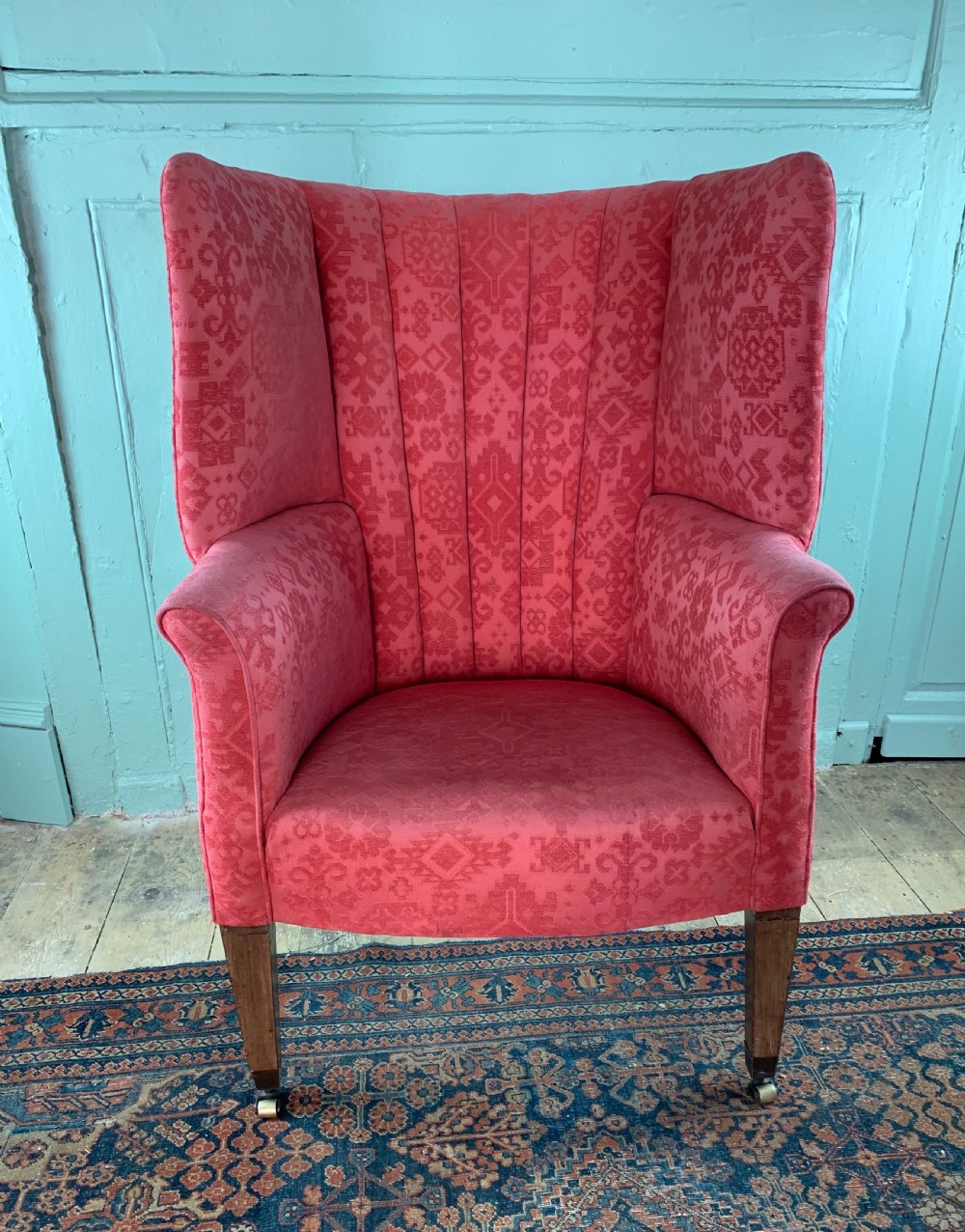 Antique barrel back wing armchair 19th century View VII