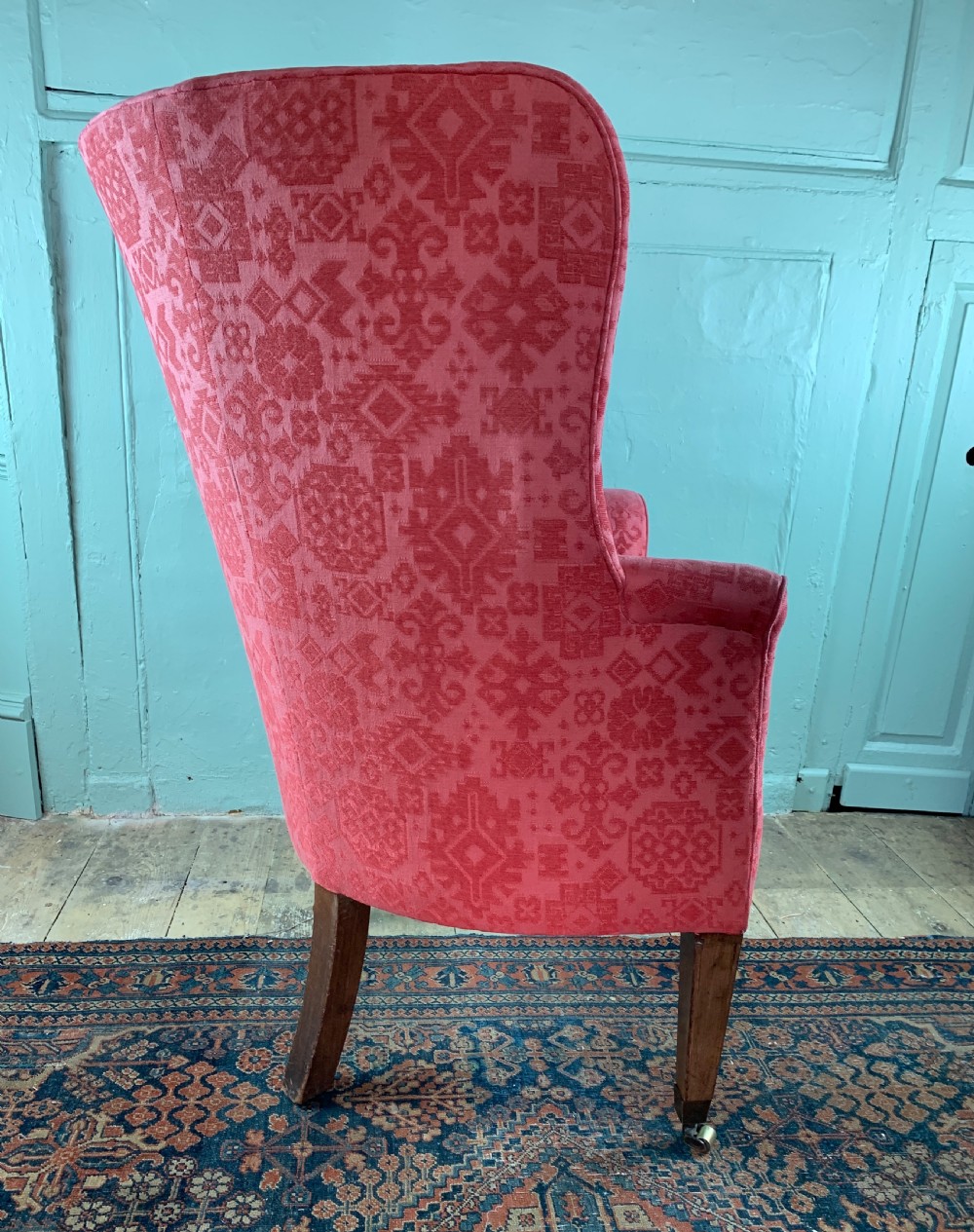 Antique barrel back wing armchair 19th century View X