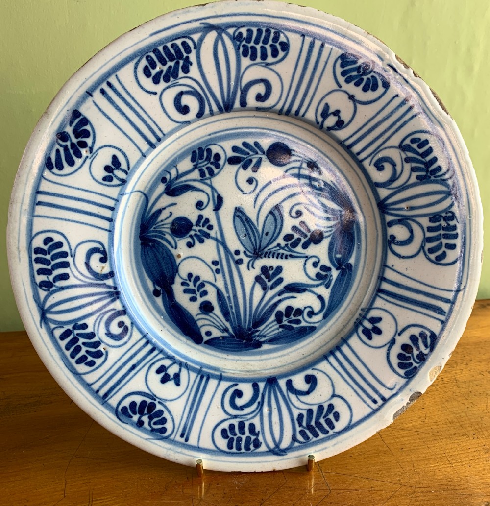 A pair of Delft Blue & White Tin glaze plates, mid 18th century View II