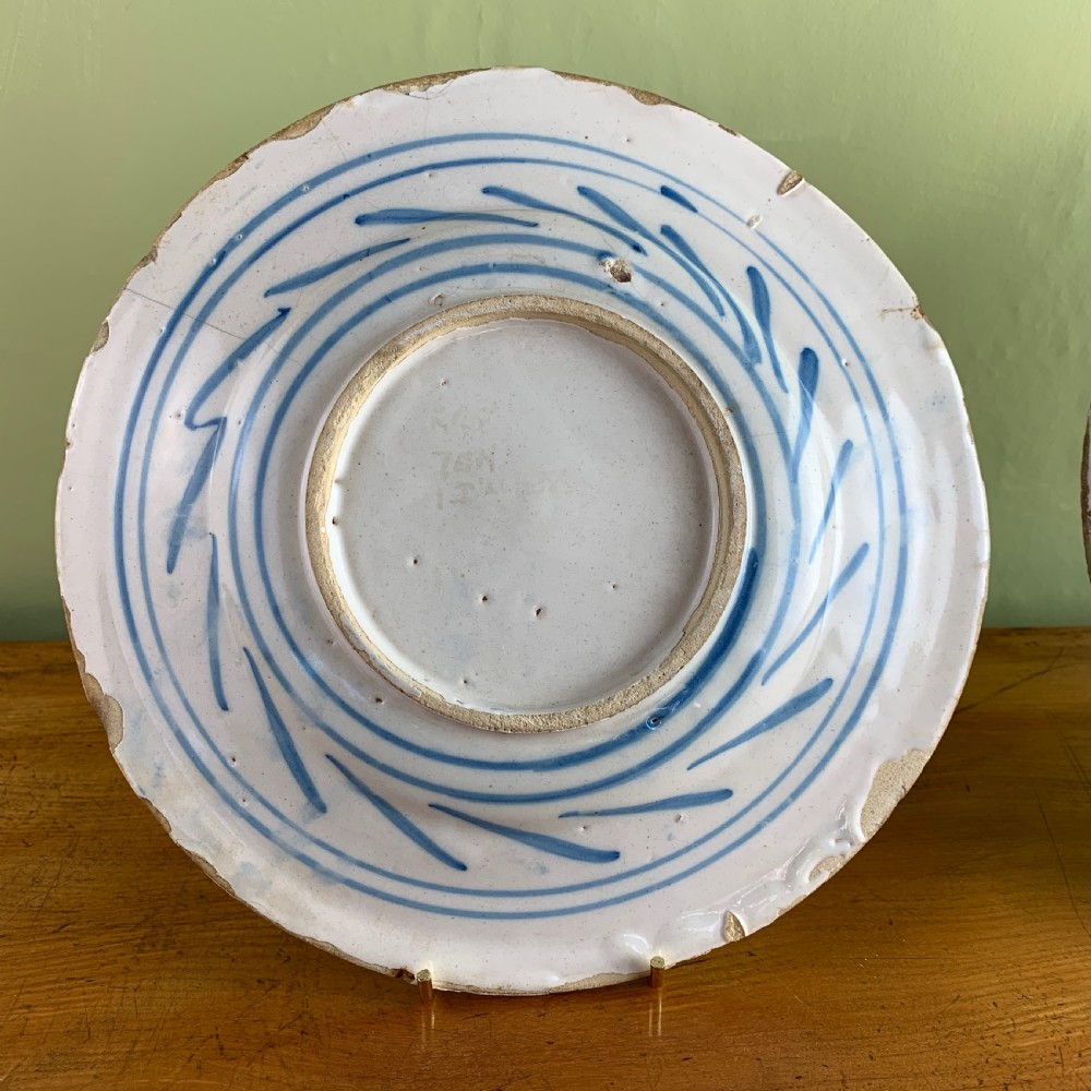 A pair of Delft Blue & White Tin glaze plates, mid 18th century View V