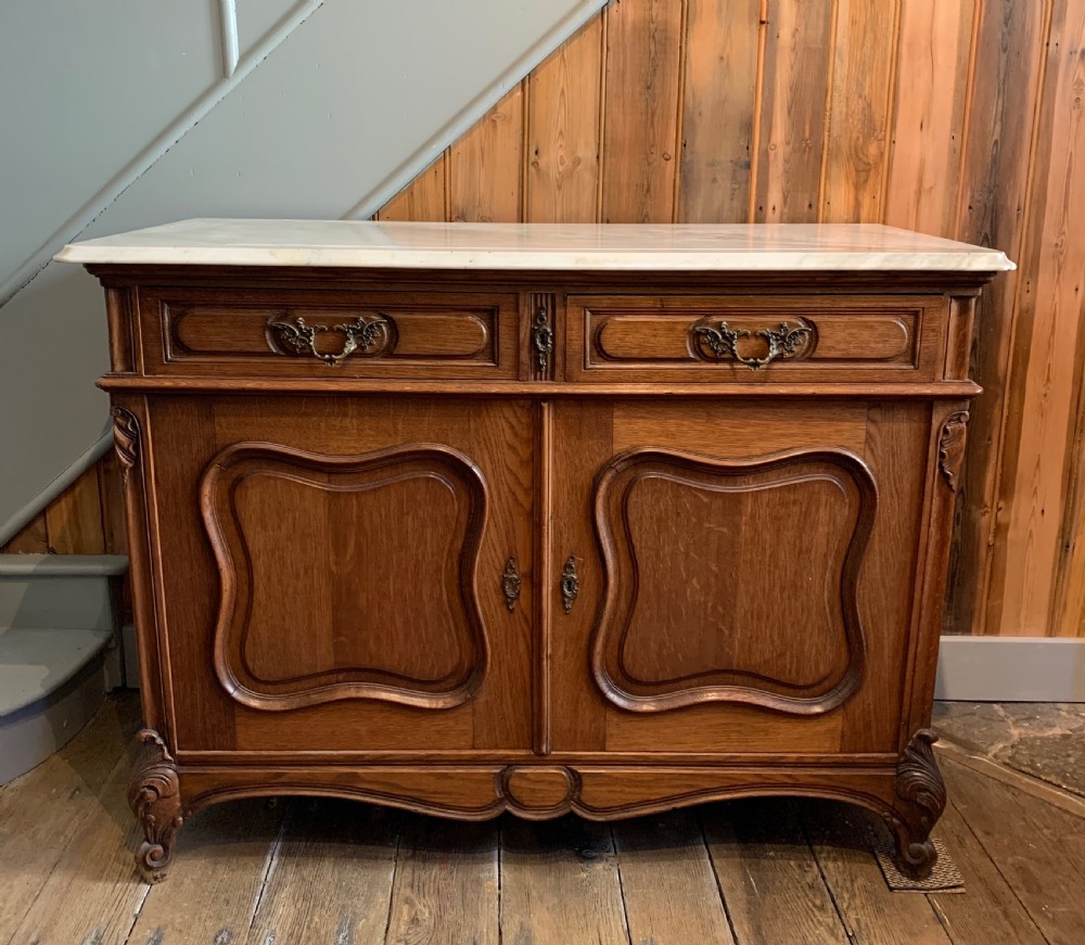French oak side cupboard Dresser with Carrara marble top