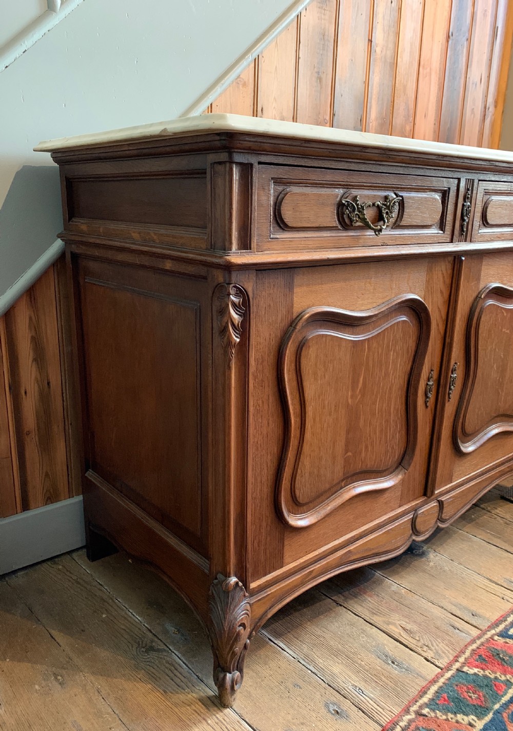 French oak side cupboard Dresser with Carrara marble top View III