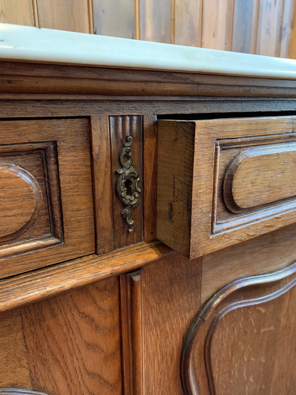 French oak side cupboard Dresser with Carrara marble top View VII