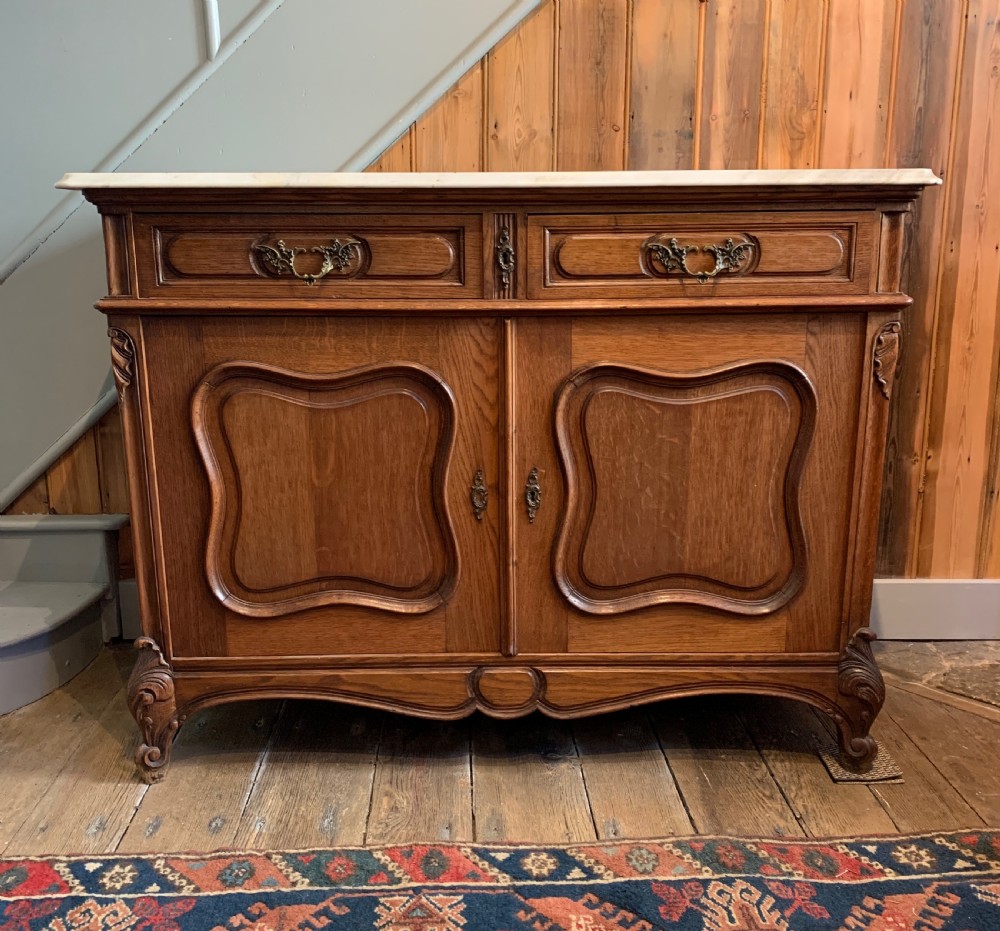 French oak side cupboard Dresser with Carrara marble top View IX