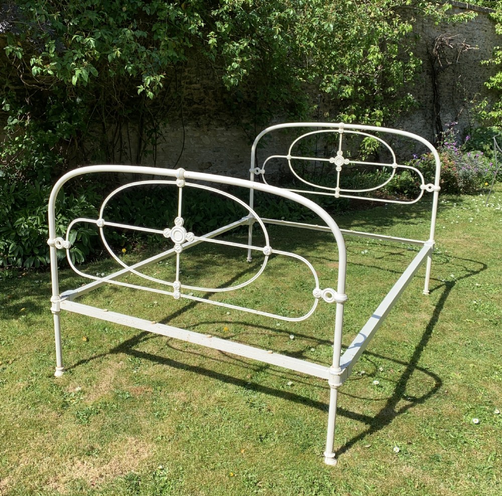 Antique French painted cast iron bed View II