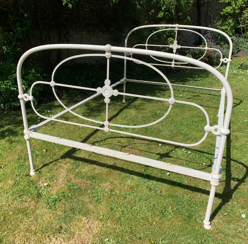 Antique French painted cast iron bed View III