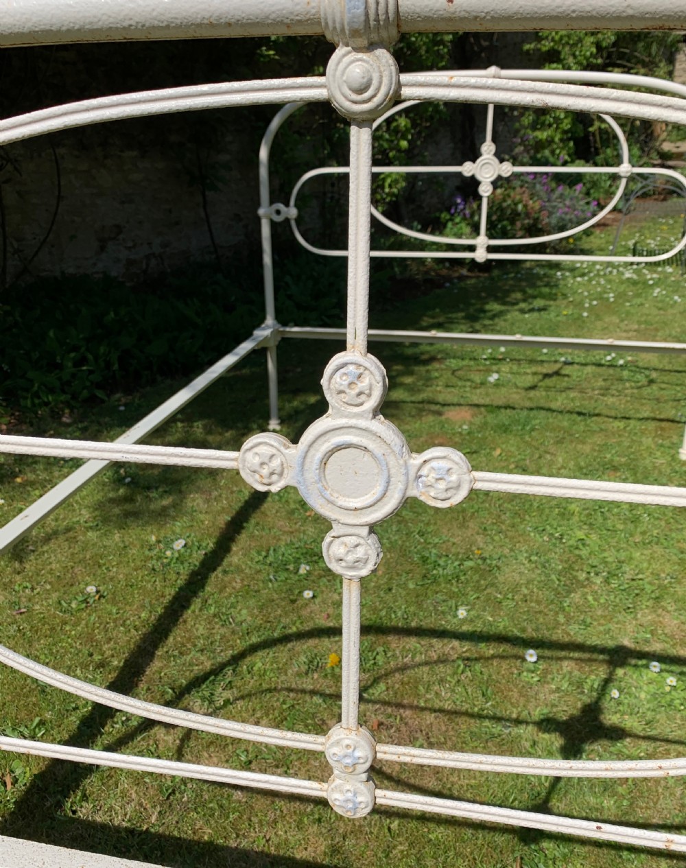 Antique French painted cast iron bed View IV
