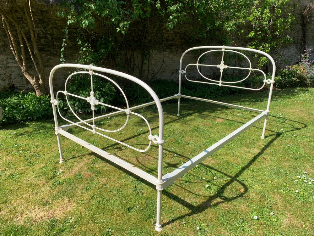 Antique French painted cast iron bed View V