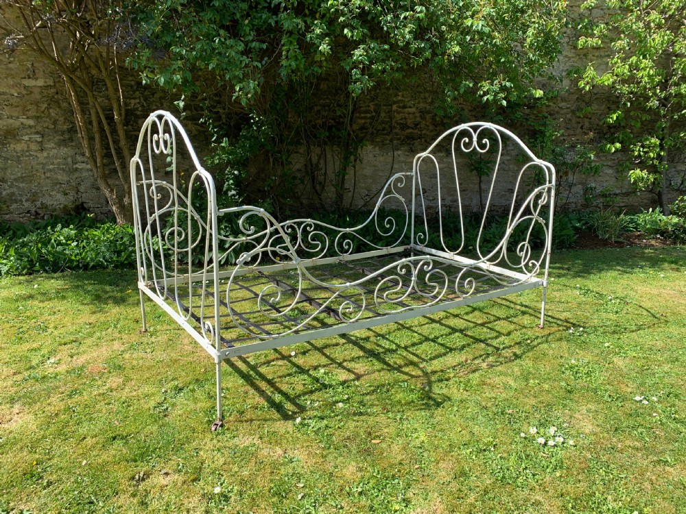 Antique French wrought iron folding day bed