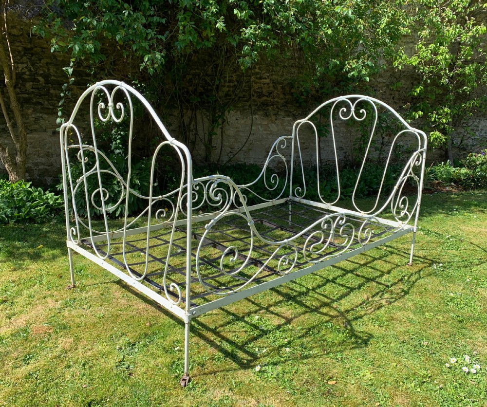 Antique French wrought iron folding day bed View II