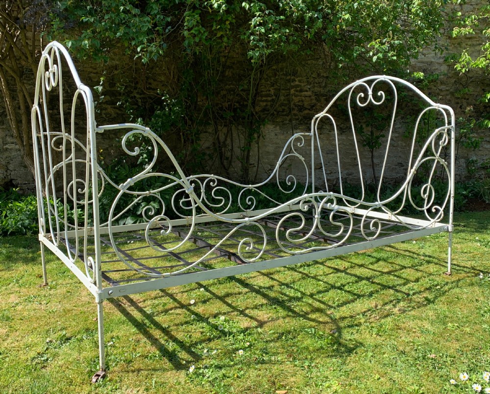 Antique French wrought iron folding day bed View III