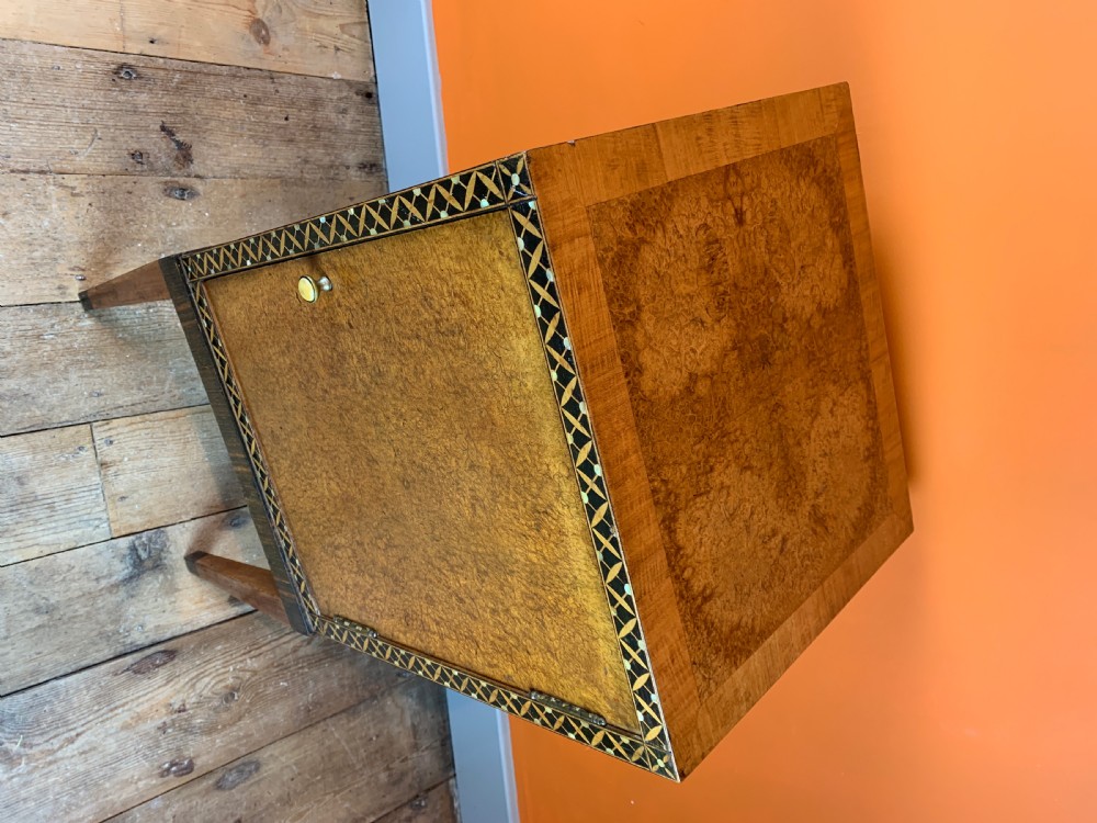 Bath Cabinet Makers Art Deco inlaid burl amboyna bedside pot cupboard View III