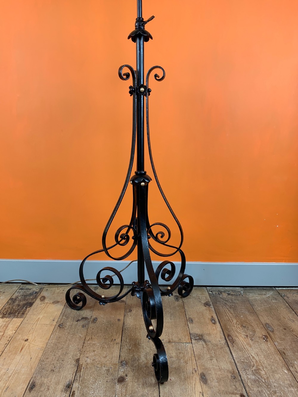 Antique wrought iron telescopic standard lamp View II