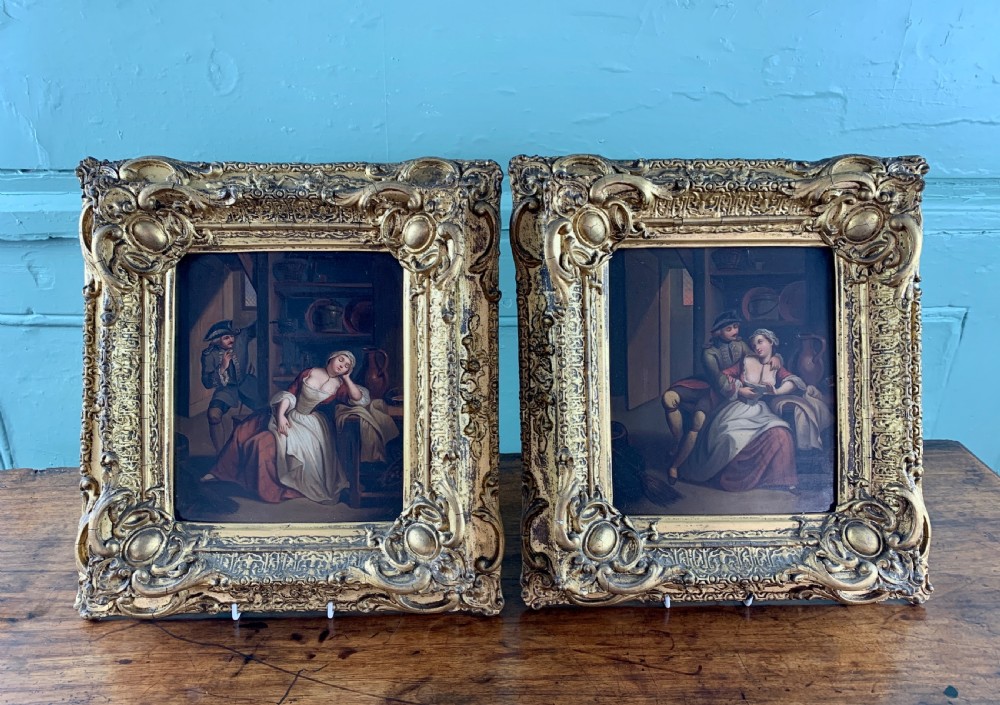 Pair of 19th century Continental oils of an amorous couple  View V