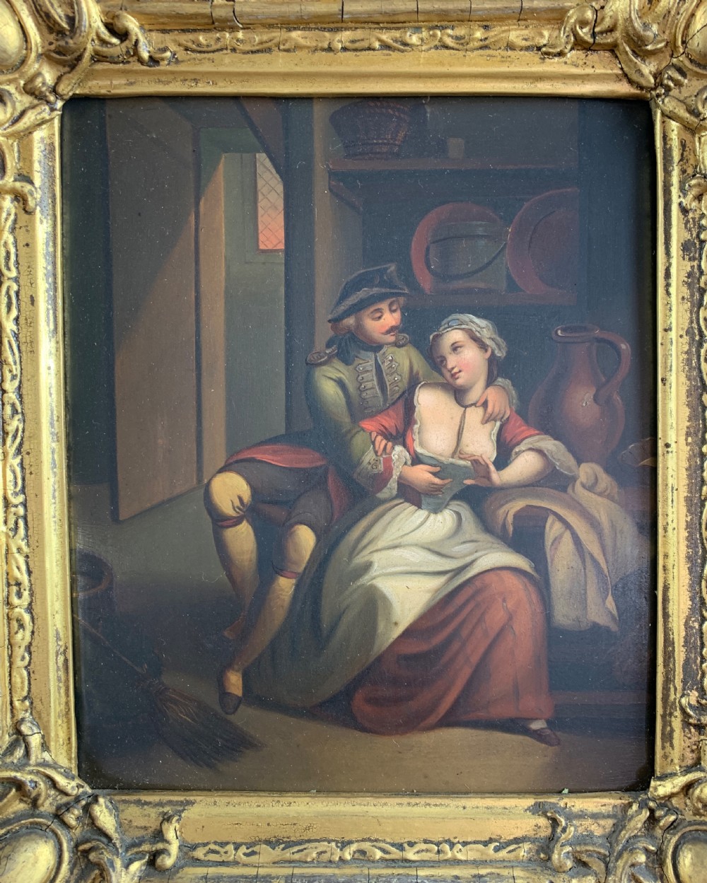 Pair of 19th century Continental oils of an amorous couple  View VI