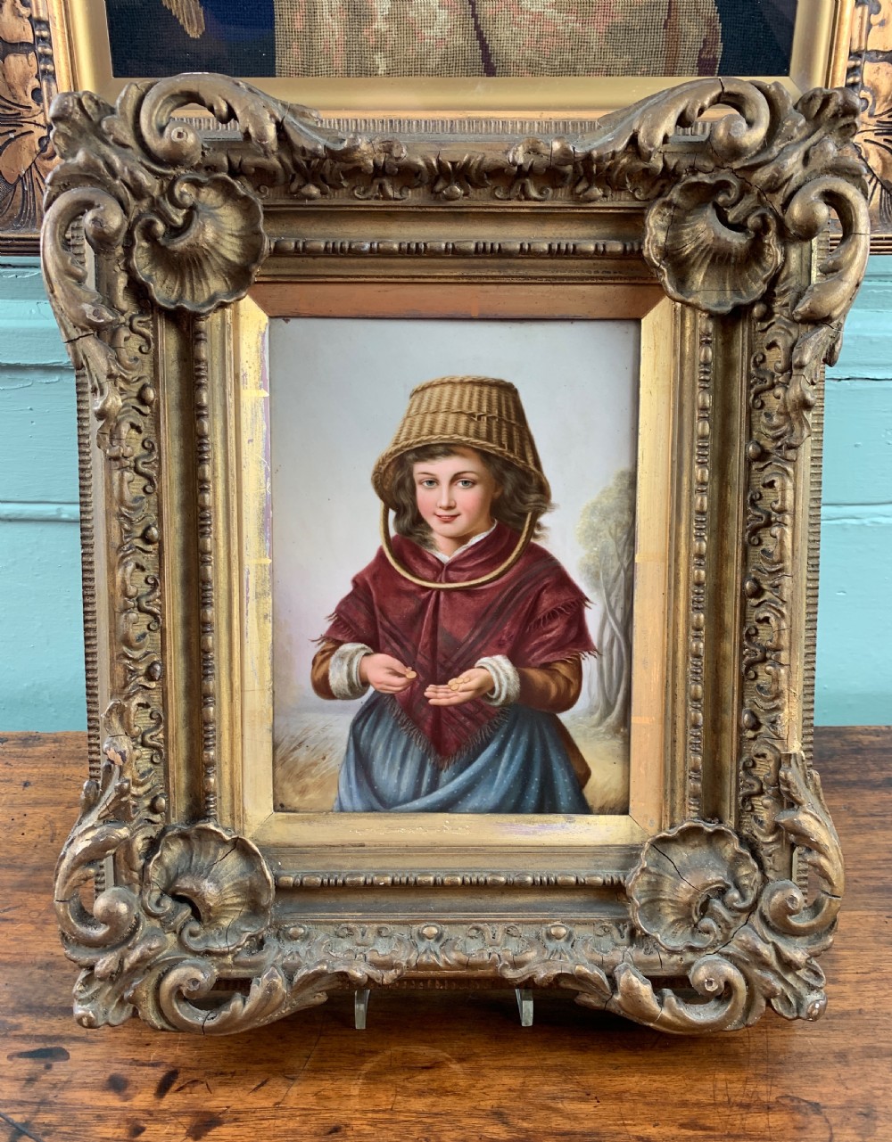A Vienna hand painted porcelain plaque of a young girl by R. Dittrich 