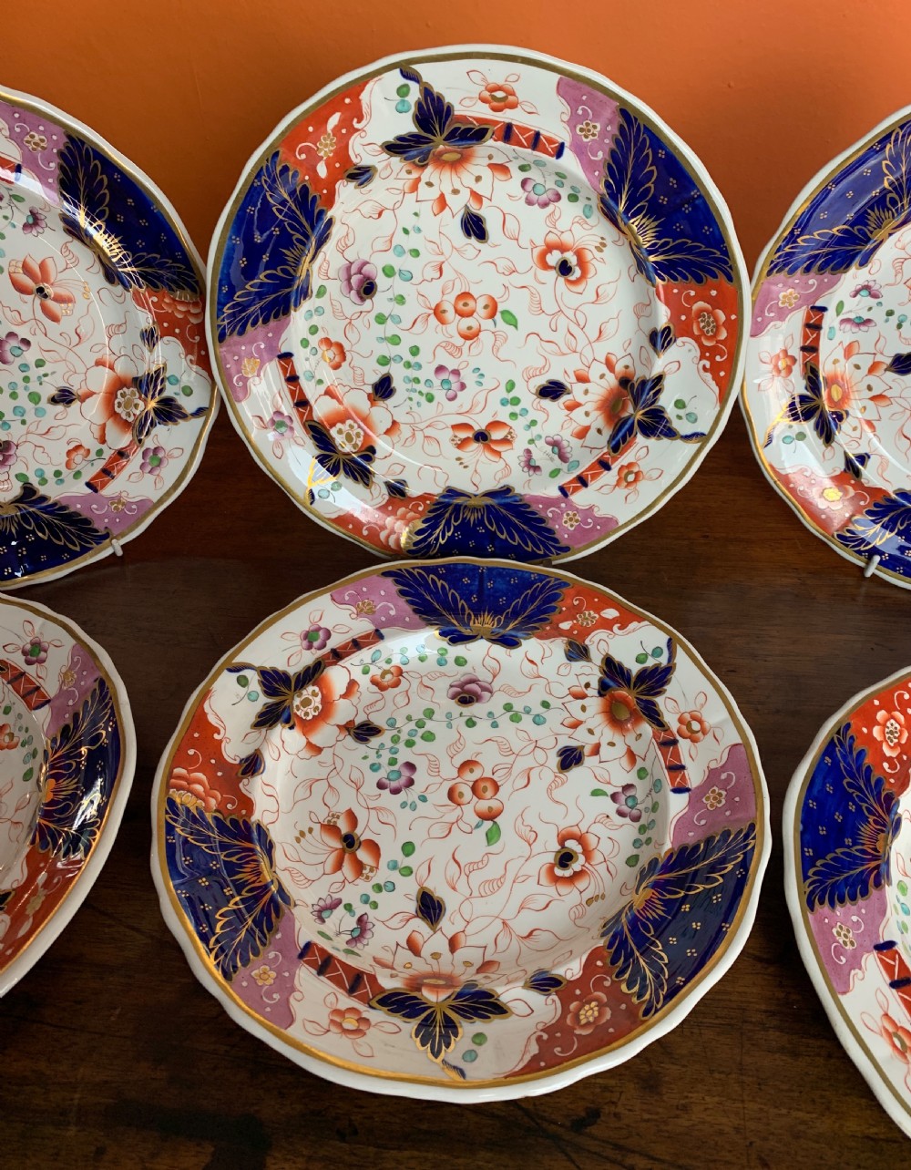 Set of Six Regency Davenport Ironstone Imari pattern dinner plates View IV