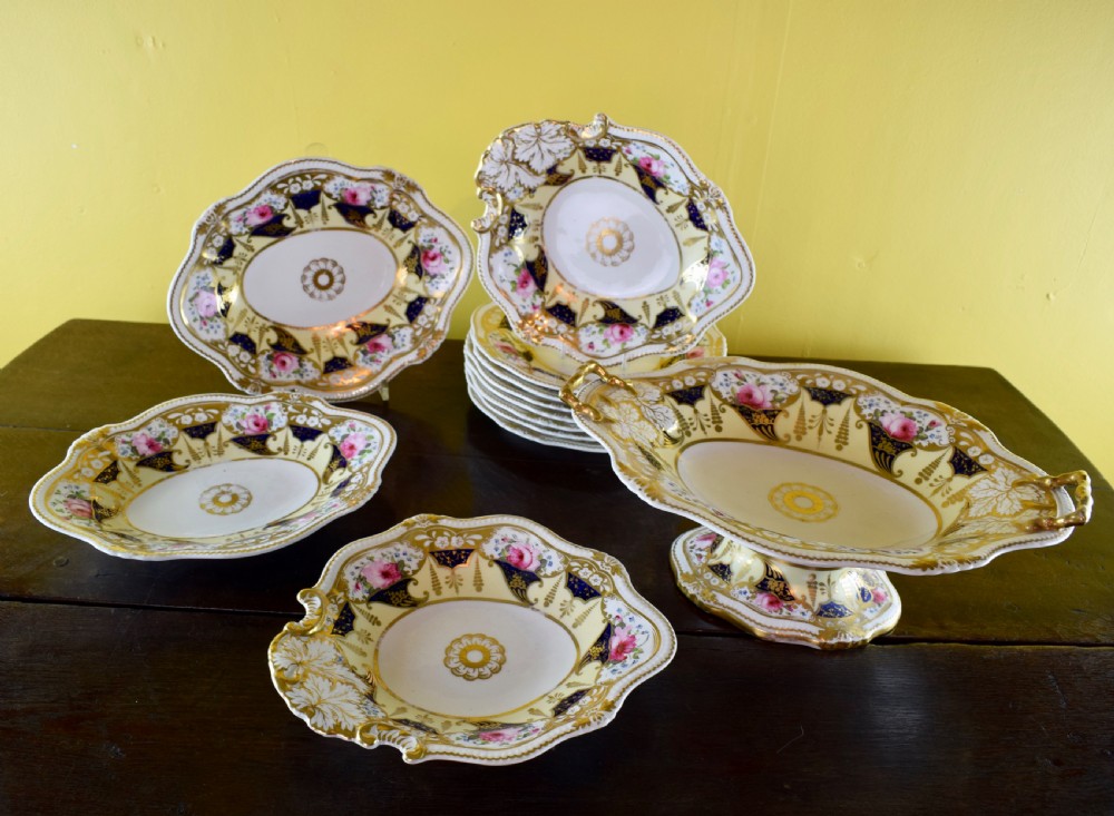 John Yates rose painted porcelain dessert service circa 1830