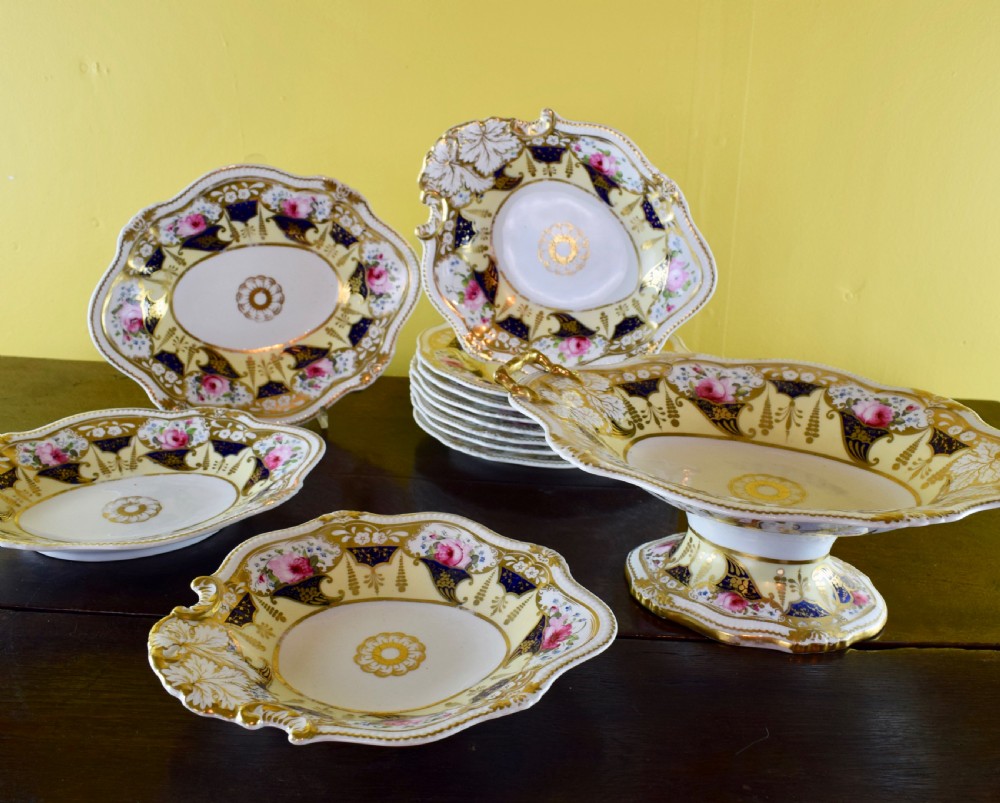John Yates rose painted porcelain dessert service circa 1830 View II