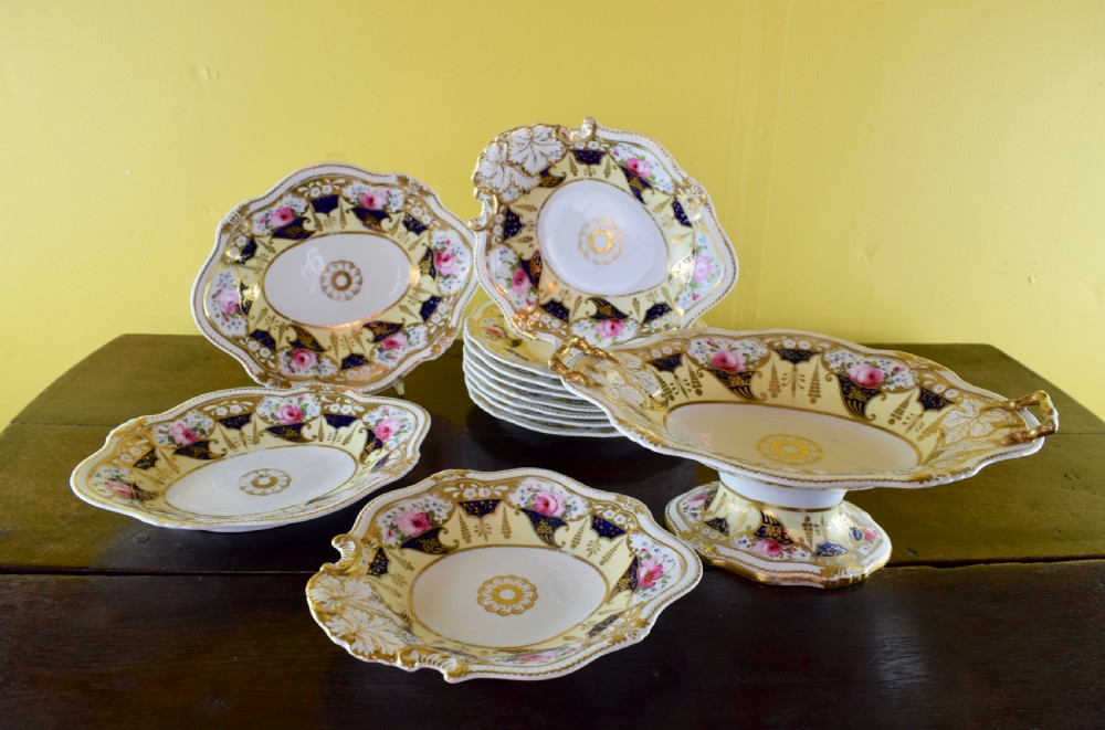 John Yates rose painted porcelain dessert service circa 1830 View VI