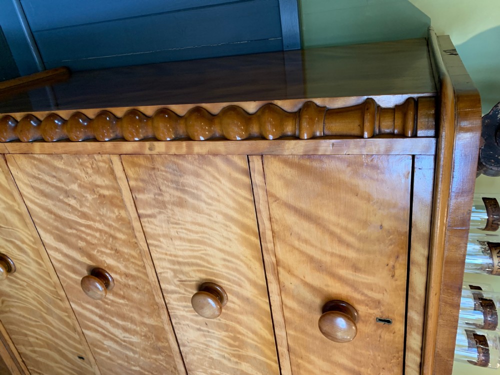 Victorian satin birch chest of drawers with barley twist columns View V