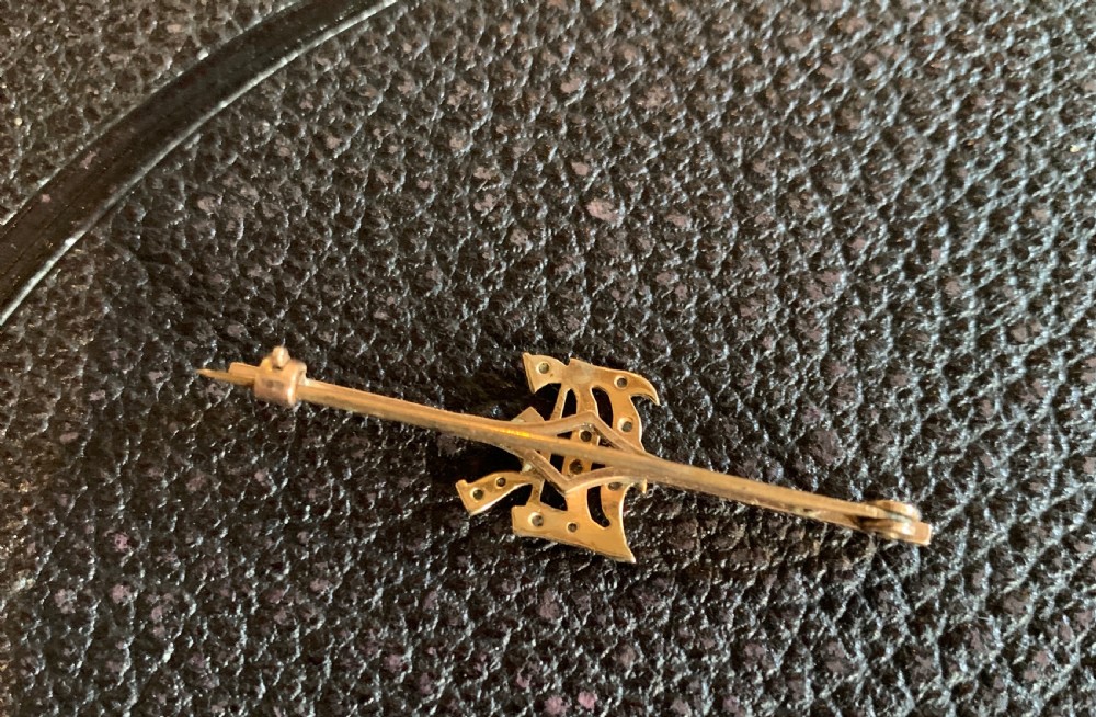 Edwardian diamond set bar brooch - initials LK View III