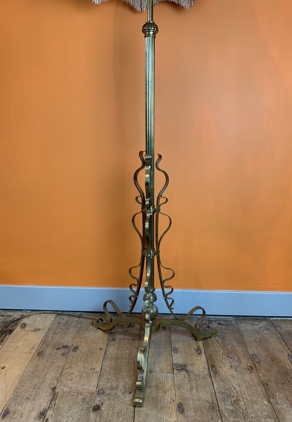 Victorian Arts & Crafts telescopic brass floor lamp View III