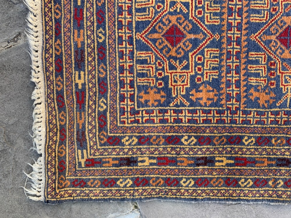 Persian hand knotted blue ground medallion runner View III