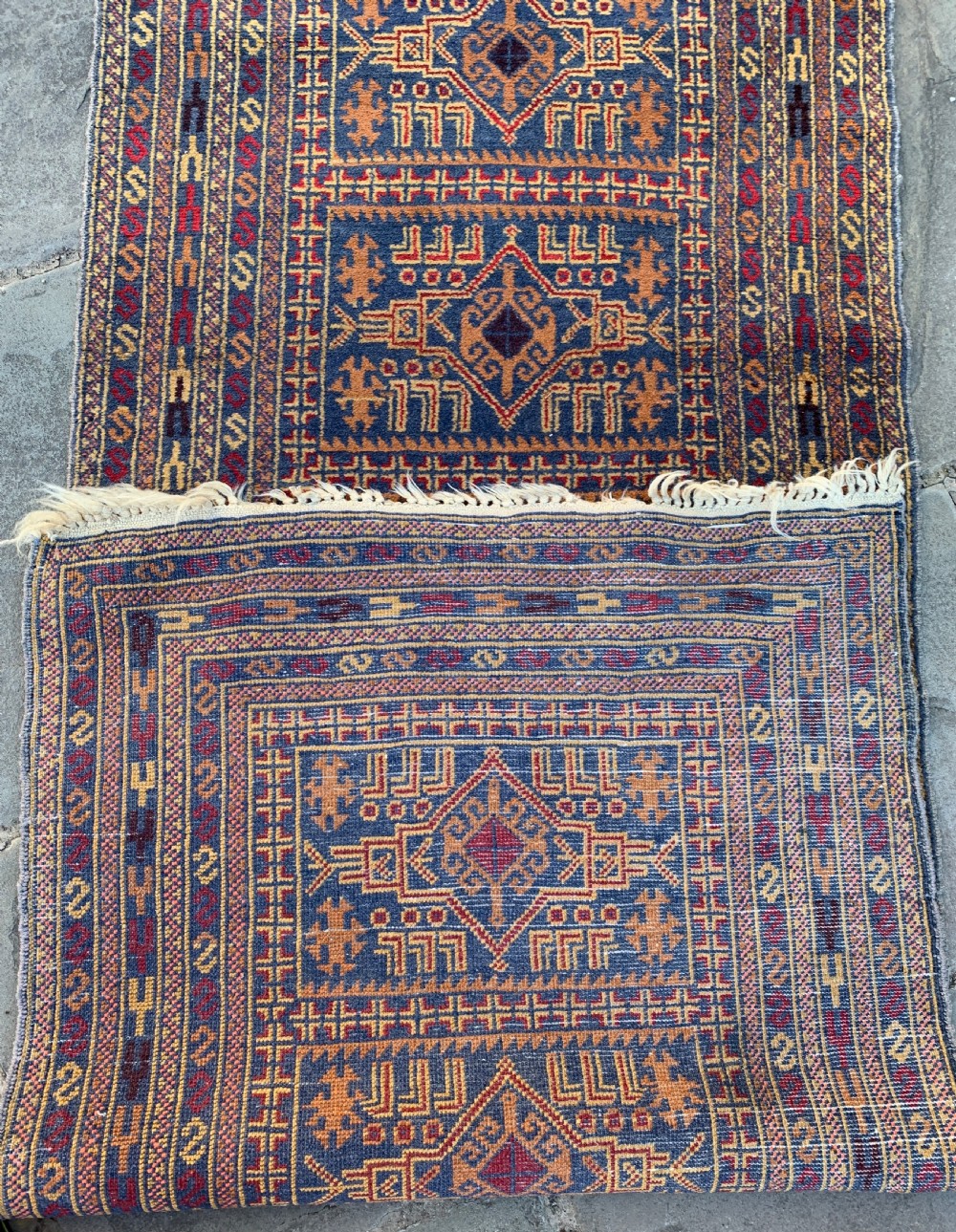 Persian hand knotted blue ground medallion runner View IV