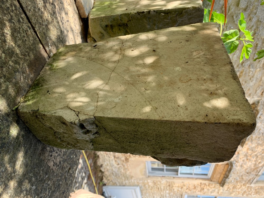 Pair of French carved stone Mascaron keystones 19th century View IV