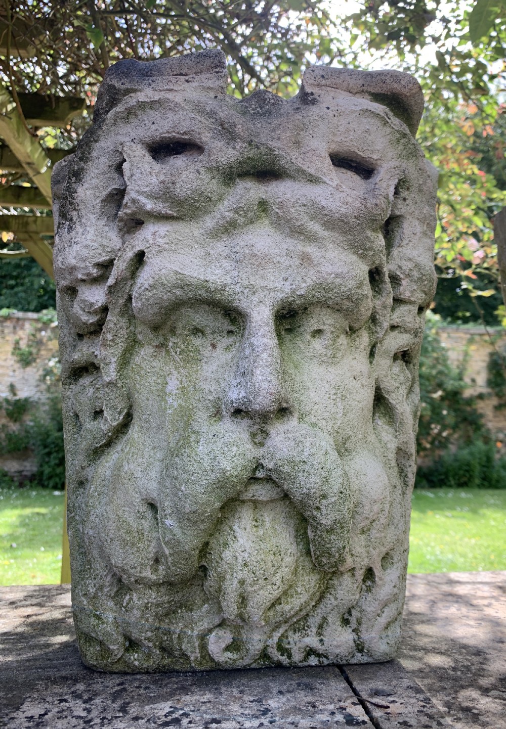 Pair of French carved stone Mascaron keystones 19th century View VII