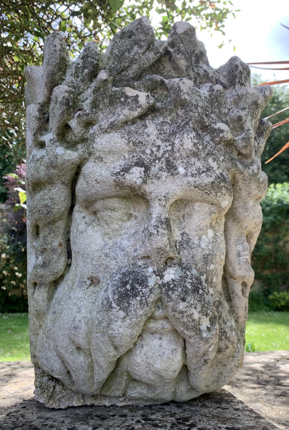 Pair of French carved stone Mascaron keystones 19th century View VIII