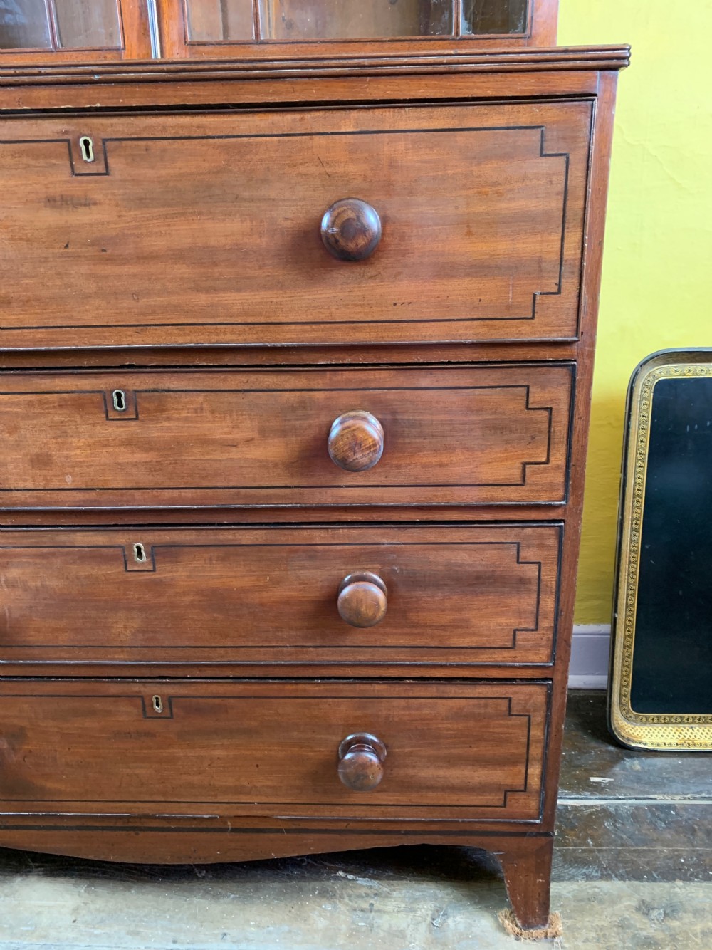 Regency mahogany secrétaire bookcase with line inlay View VI