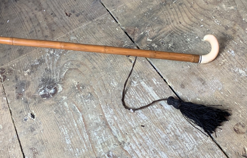 Victorian bambo and ivory handled parasol View II