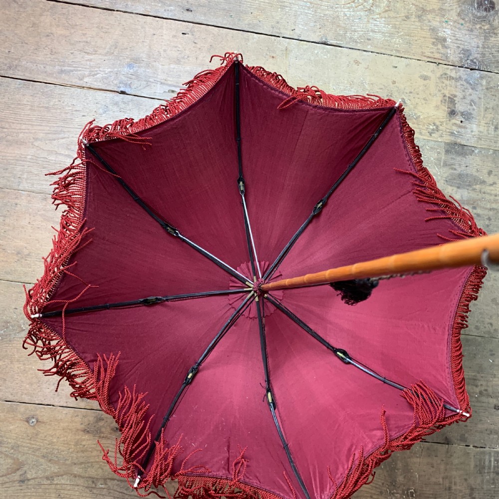 Victorian bambo and ivory handled parasol View V