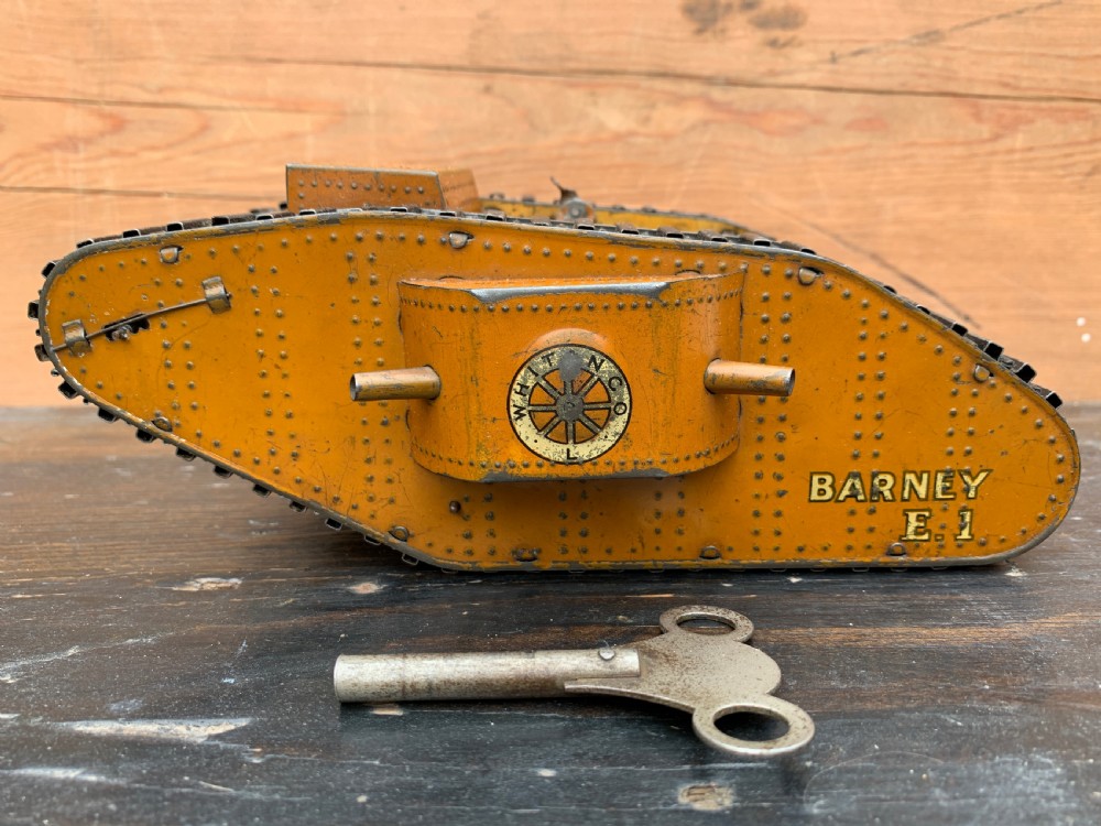 A rare Whitanco Barney E1 WWI tinplate clockwork tank by Whitely Tansley & Co View XI