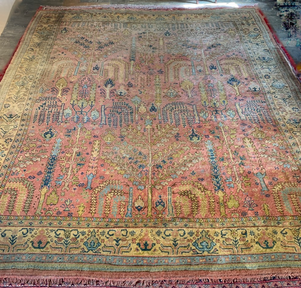 Large Antique Ushak Willow Tree Carpet View IV